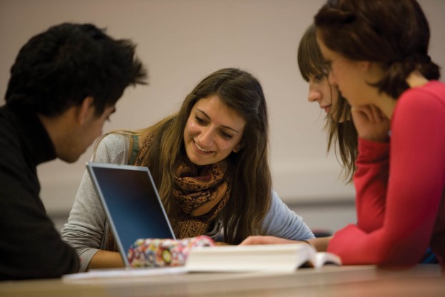 Group of students with laptop
